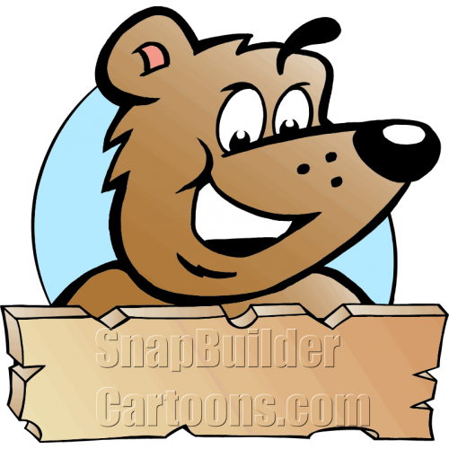 Brown Bear Holding Wood Plank Board