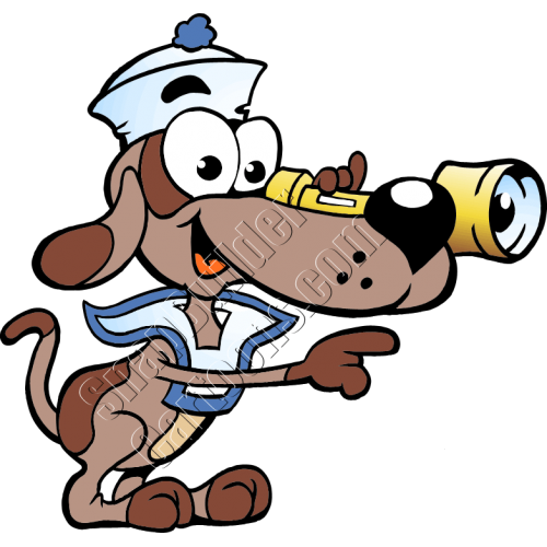 Dog Sailor Looking Through Telescope