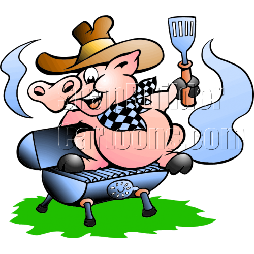 Pig on Open BBQ Grill