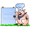 Chef Pig BBQ Holding Blank Menu Board