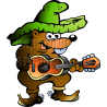Wallaby Guitar Player with Green Hat