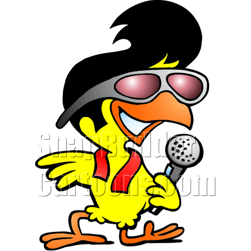 Chicken with Sunglasses Holding Microphone