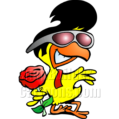 Chicken with Sunglasses Holding Rose Flower