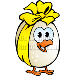 Chicken Egg Wearing Yellow Ribbon