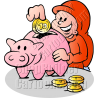 Christmas Elf Dropping Coin in Piggy Bank