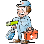 First Aid Man with Supplies