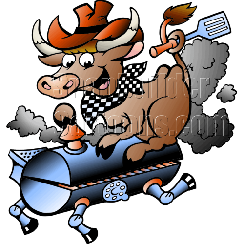 BBQ Grill Cow Holding a Spatula