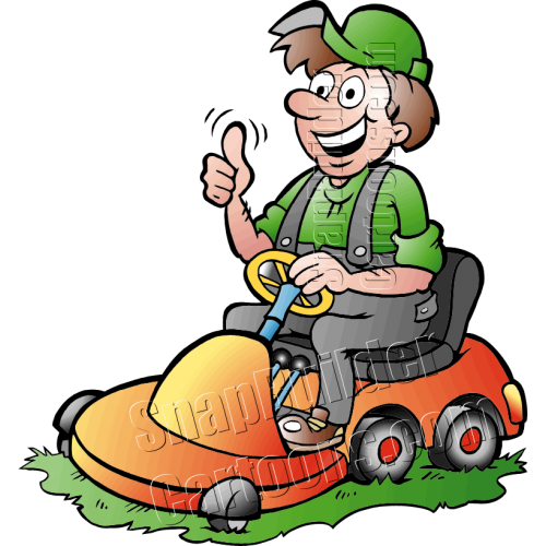 Gardener Handyman Using Riding Mower